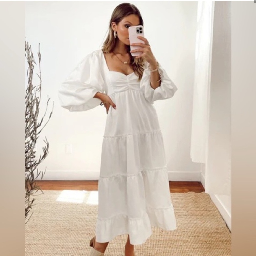 Show Me Your MuMu White Long Sleeve Dress